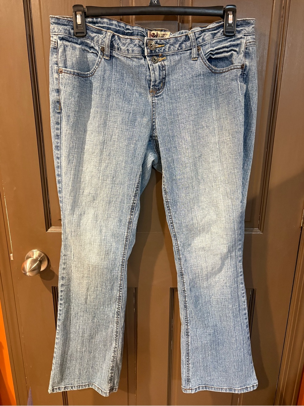 Light Wash Low Rise Embroidered Bootcut Jeans